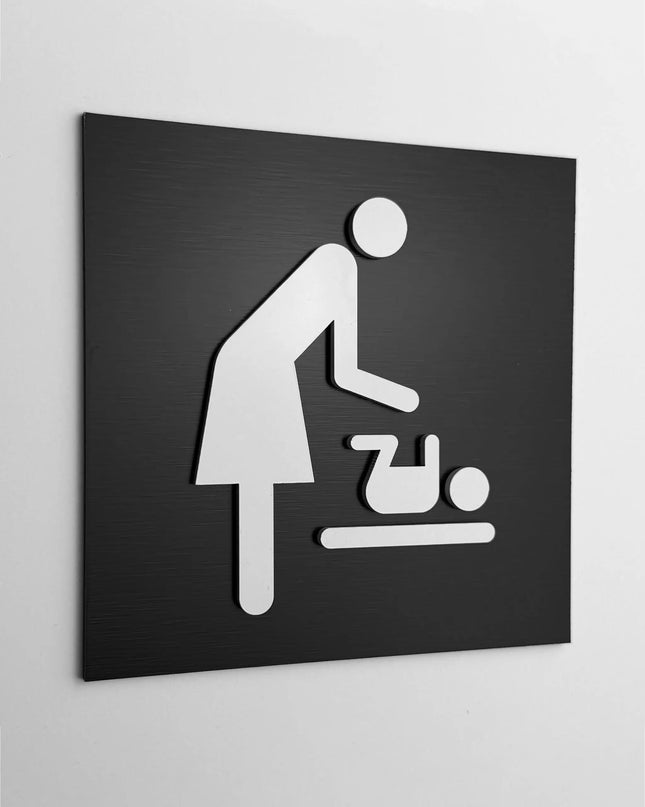 ALUMADESIGNCO mothers room bathroom sign with modern lettering, premium door signage for nursing rooms, baby care spaces, offices, and hospitality interiors