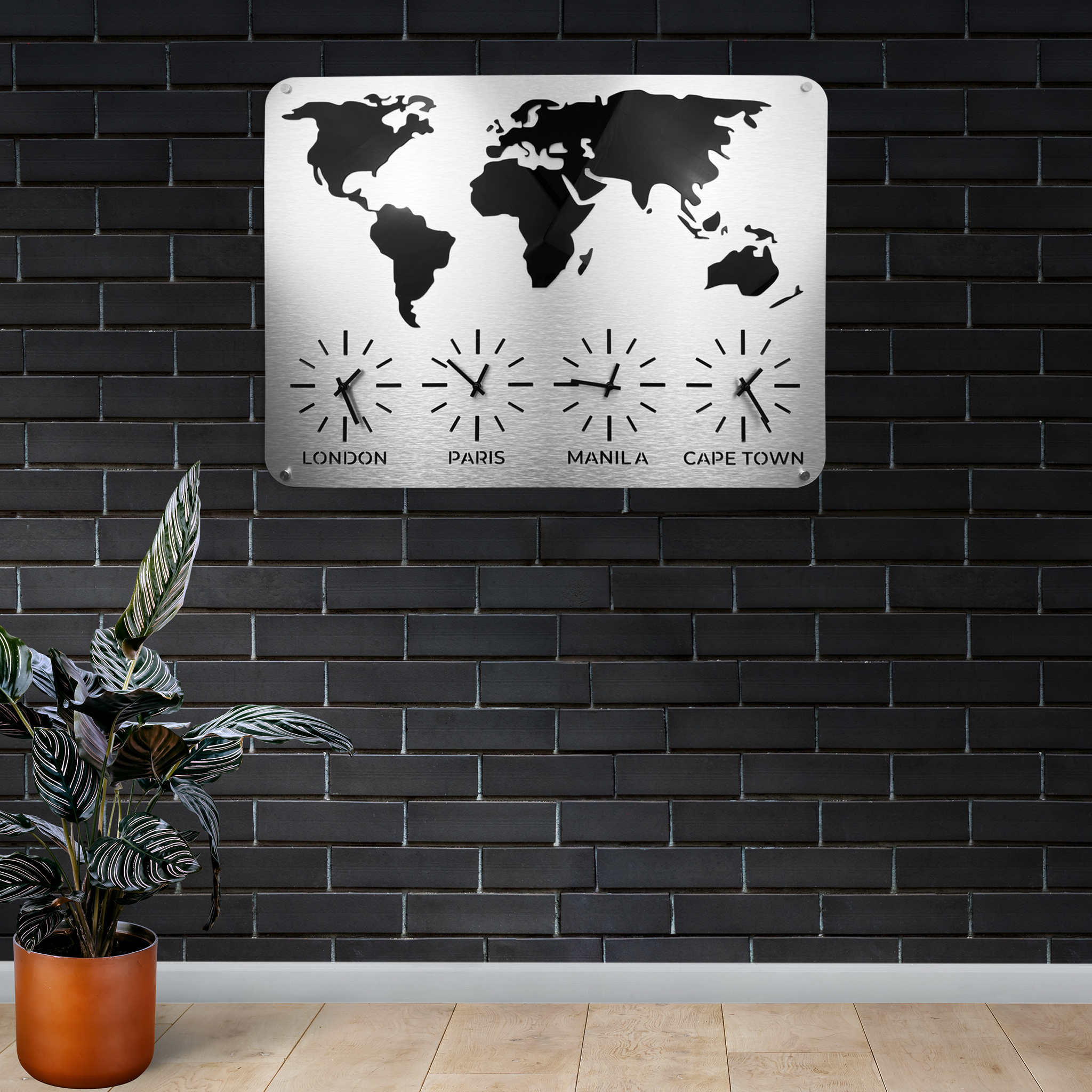 3D MAP TIME ZONE CLOCK - ALUMADESIGNCO Door Signs - Custom Door Signs For Business & Office