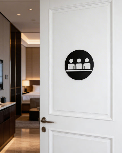 Modern meeting room sign by ALUMADESIGNCO featuring clean professional style, elegant door signage for offices, boardrooms, and hospitality interiors