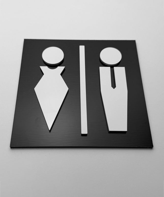 Men and women bathroom sign by ALUMADESIGNCO, modern restroom door plaque for hotels, offices, restaurants, and public interior spaces