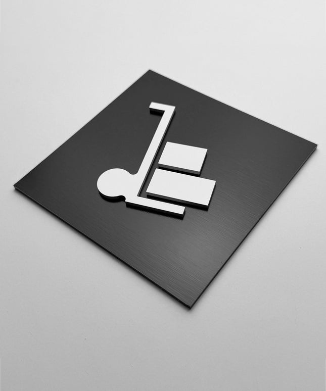 Premium warehouse plaque by ALUMADESIGNCO, modern door sign for storage facilities, logistics spaces, and commercial interiors