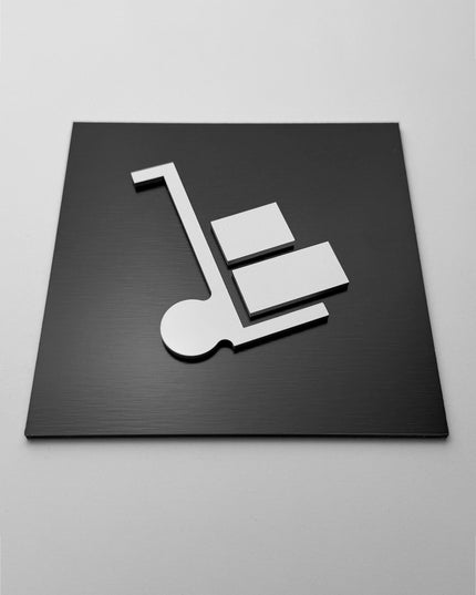 ALUMADESIGNCO warehouse door sign with minimalist modern style, storage signage for offices, warehouses, logistics areas, and contemporary interiors