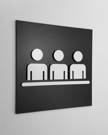 ALUMADESIGNCO meeting room sign with modern lettering, premium office door signage for conference rooms, hotels, studios, and contemporary interiors