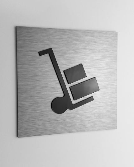 ALUMADESIGNCO warehouse signage with modern lettering, premium door sign for warehouses, storage rooms, offices, and commercial interiors