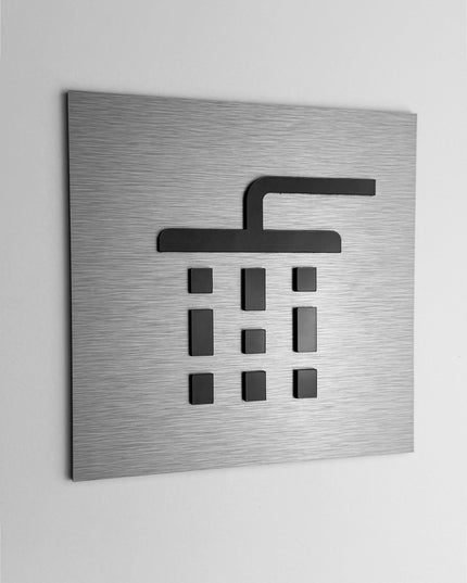 Premium shower room door plaque by ALUMADESIGNCO, modern bathroom sign for spas, hotels, offices, and public interiors