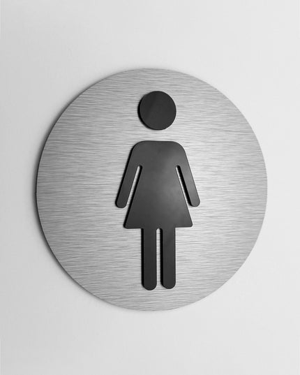 Premium female bathroom plaque by ALUMADESIGNCO, modern restroom door sign for hospitality interiors, restaurants, offices, and public spaces