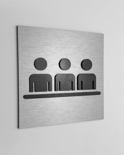 Premium meeting room plaque by ALUMADESIGNCO, modern office door sign for conference rooms, co-working spaces, and business interiors