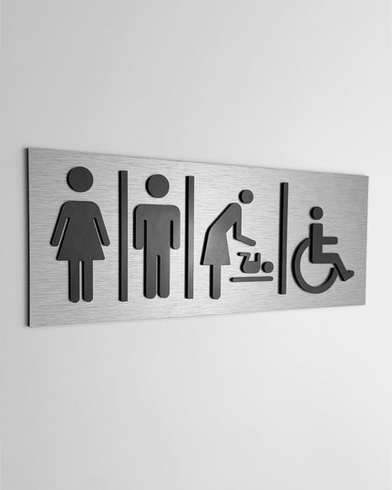 Premium all gender bathroom plaque by ALUMADESIGNCO, modern restroom door sign for hospitality interiors, restaurants, offices, and public spaces