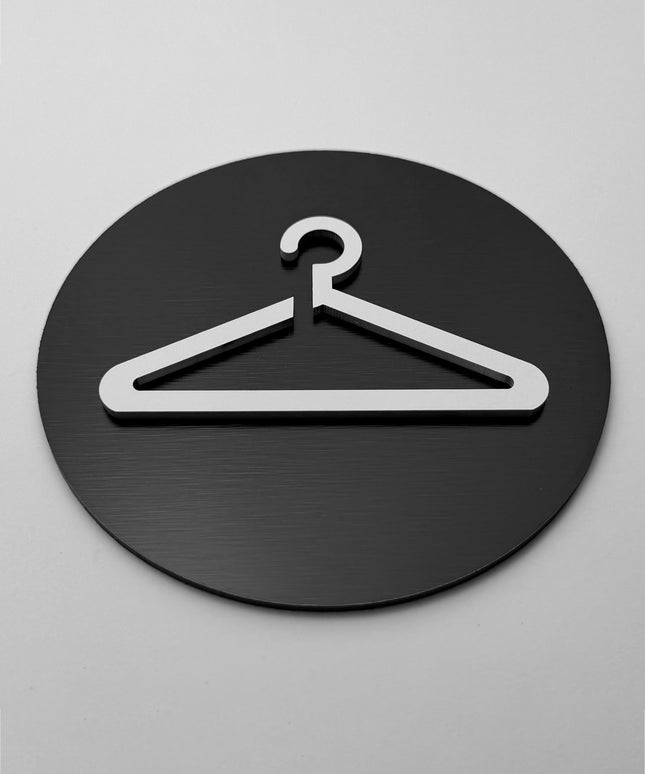 Modern fitting room sign by ALUMADESIGNCO featuring clean elegant style, door signage for boutiques, dressing rooms, and contemporary retail interiors