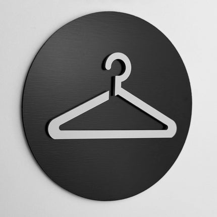 ALUMADESIGNCO fitting room sign with modern lettering, premium changing room door signage for boutiques, retail stores, hotels, and contemporary interiors