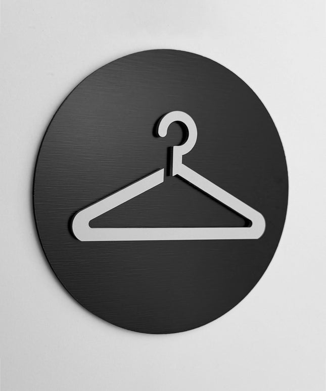 ALUMADESIGNCO fitting room sign with modern lettering, premium changing room door signage for boutiques, retail stores, hotels, and contemporary interiors