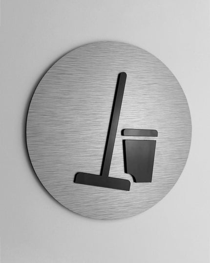 ALUMADESIGNCO hotel room cleaning door sign with minimalist modern style, housekeeping signage for hotels, guest rooms, apartments, and interior spaces