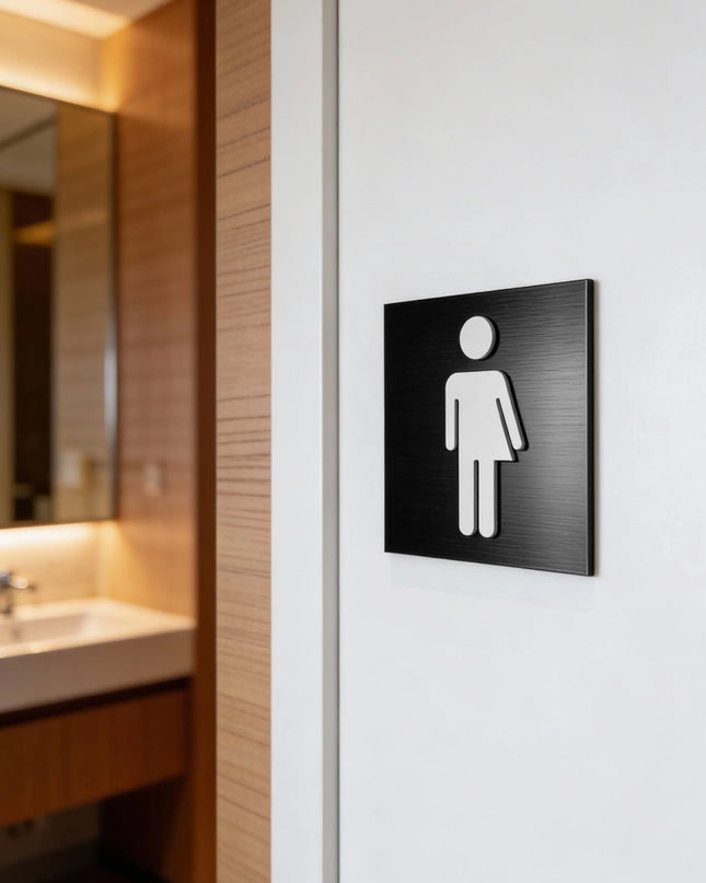 Schwarzes WC Türschild Divers mit weißem Symbol