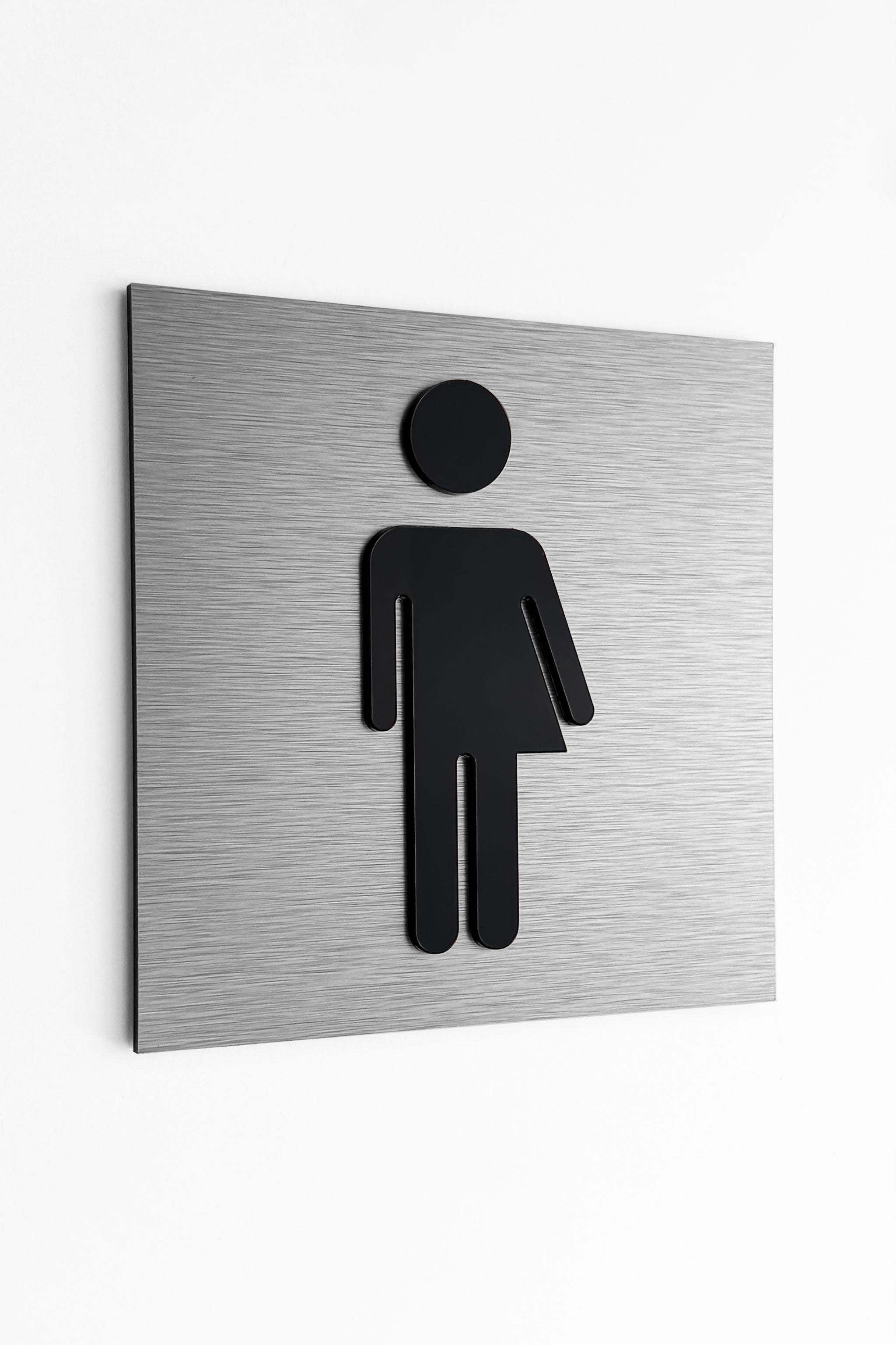 ALUMADESIGNCO gender neutral toilet sign for doors, premium inclusive restroom wayfinding signage for offices, hotels, apartments, and commercial spaces