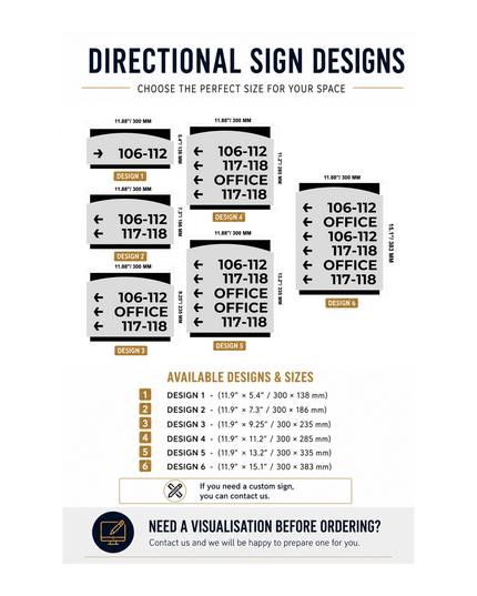 Interior Directional Sign - Brushed Bronze & Acrylic Combination -"Flow" Design