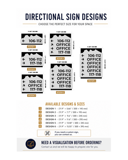 Directional Way Sign - Brushed Bronze & Acrylic - "Alpine" Design
