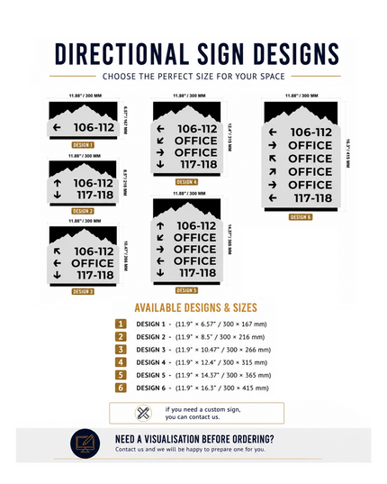 Birch Wood & Black Acrylic Directional Wayfinding Sign -"Alpine" Design