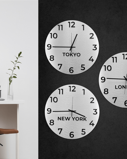 PREMIUM "INTERNATIONAL TIME ZONE WALL CLOCK" - ALUMADESIGNCO Door Signs - Custom Door Signs For Business & Office