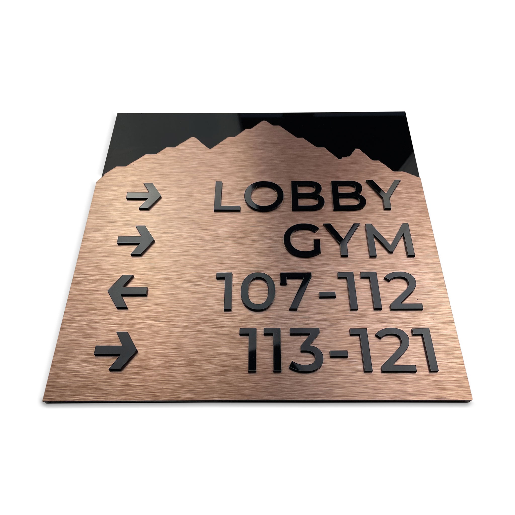 Directional BronzeWayfinding Sign - Aluminium Plate "Mountain" Design