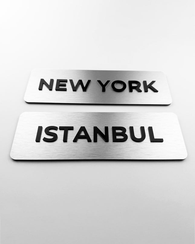 Time Zone Clock Signs - Silver & Black Acrylic