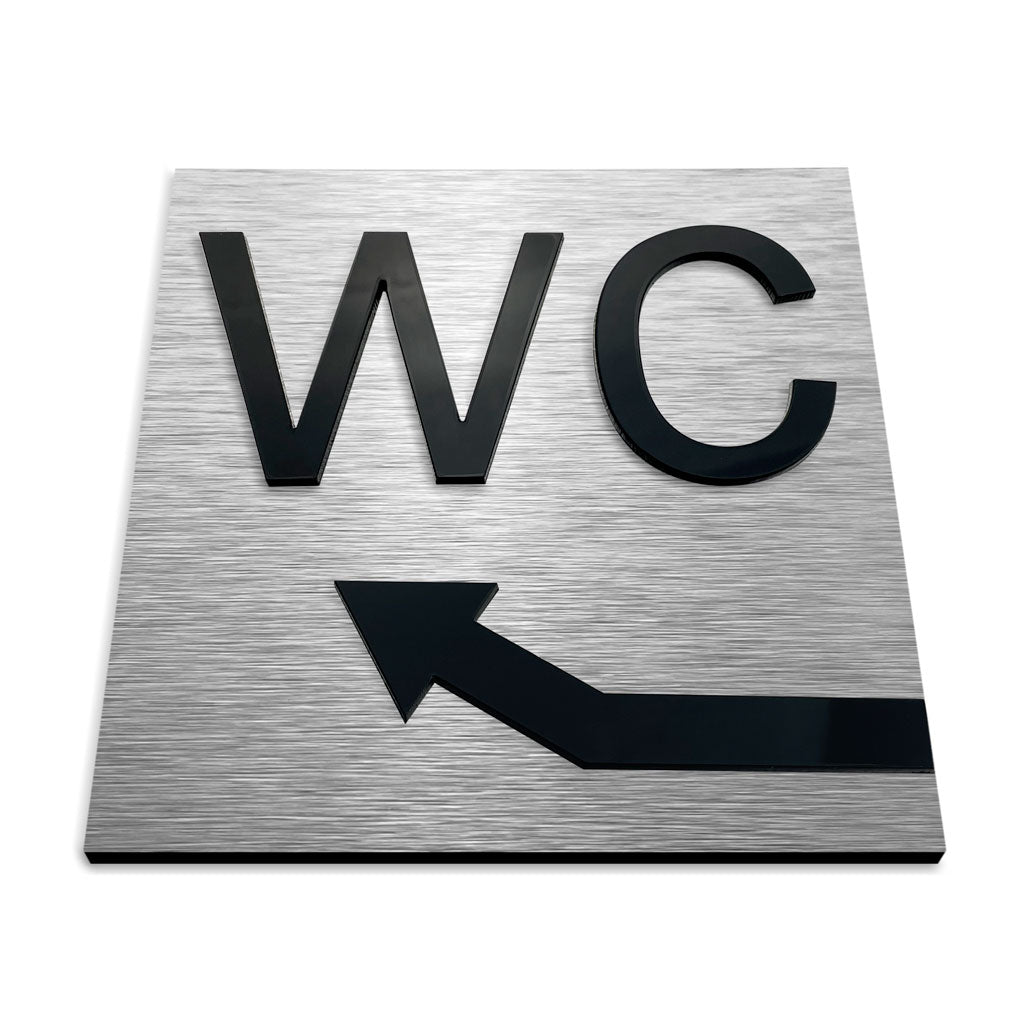 WC UP LEFT SIGN - ALUMADESIGNCO Door Signs - Custom Door Signs For Business & Office