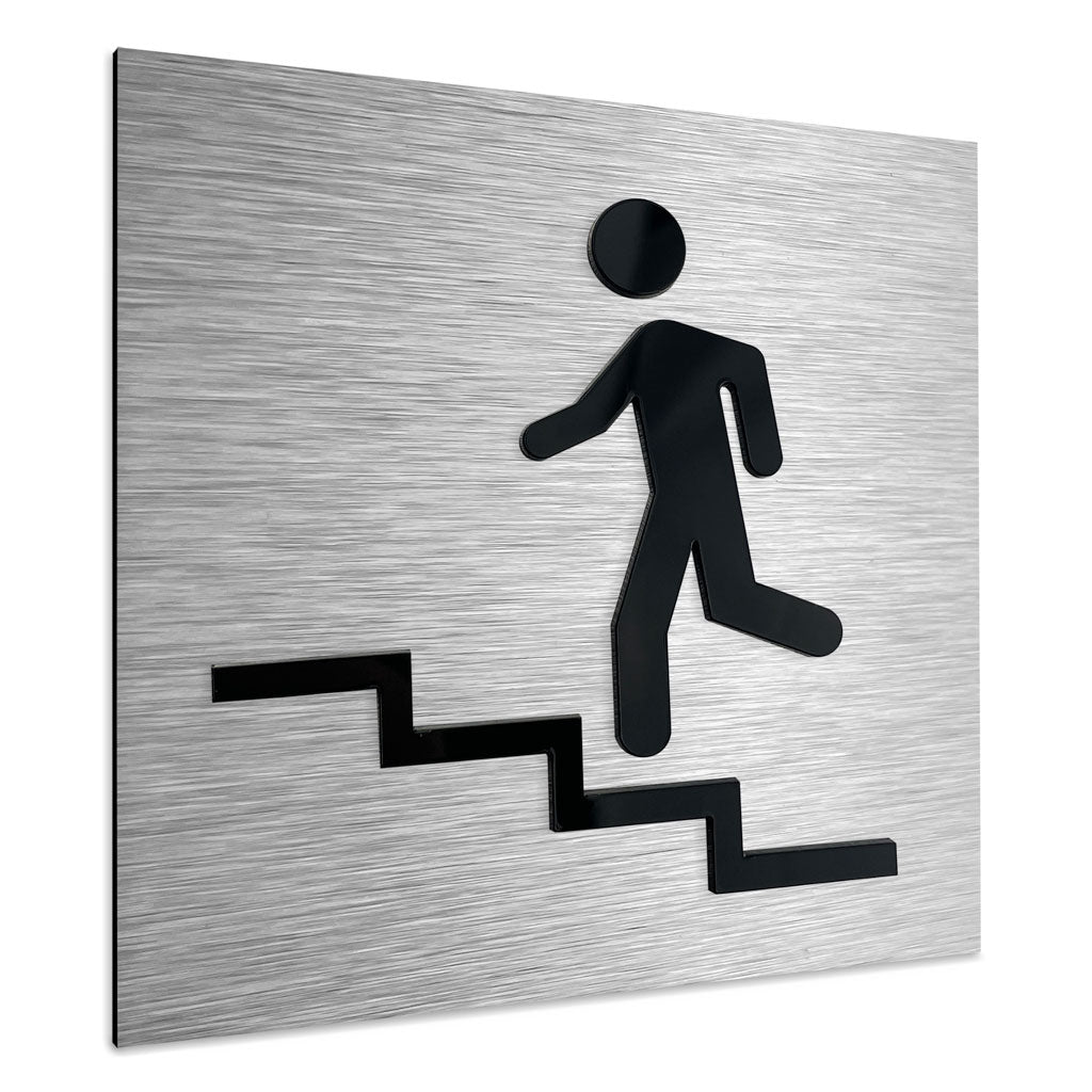 STAIR SIGN "UP LEFT" - ALUMADESIGNCO Door Signs - Custom Door Signs For Business & Office
