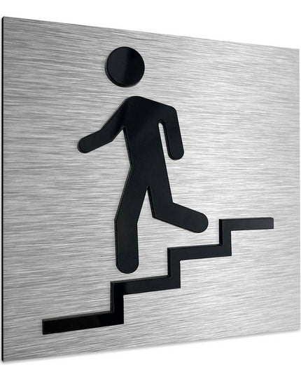 STAIRWELL SIGNS "DOWN LEFT" - ALUMADESIGNCO Door Signs - Custom Door Signs For Business & Office