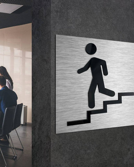 STAIRWELL SIGNS "DOWN LEFT" - ALUMADESIGNCO Door Signs - Custom Door Signs For Business & Office