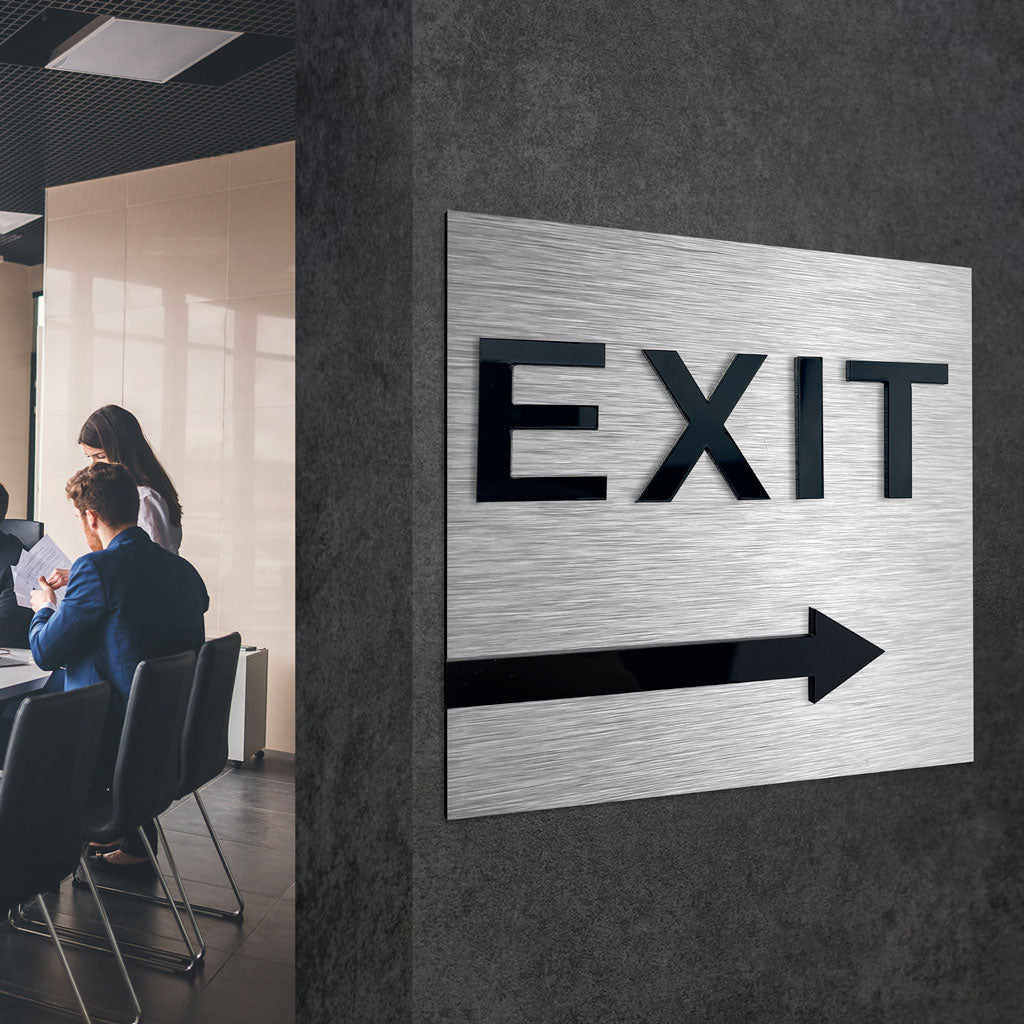 EXIT RIGHT ONLY SIGN - ALUMADESIGNCO Door Signs - Custom Door Signs For Business & Office