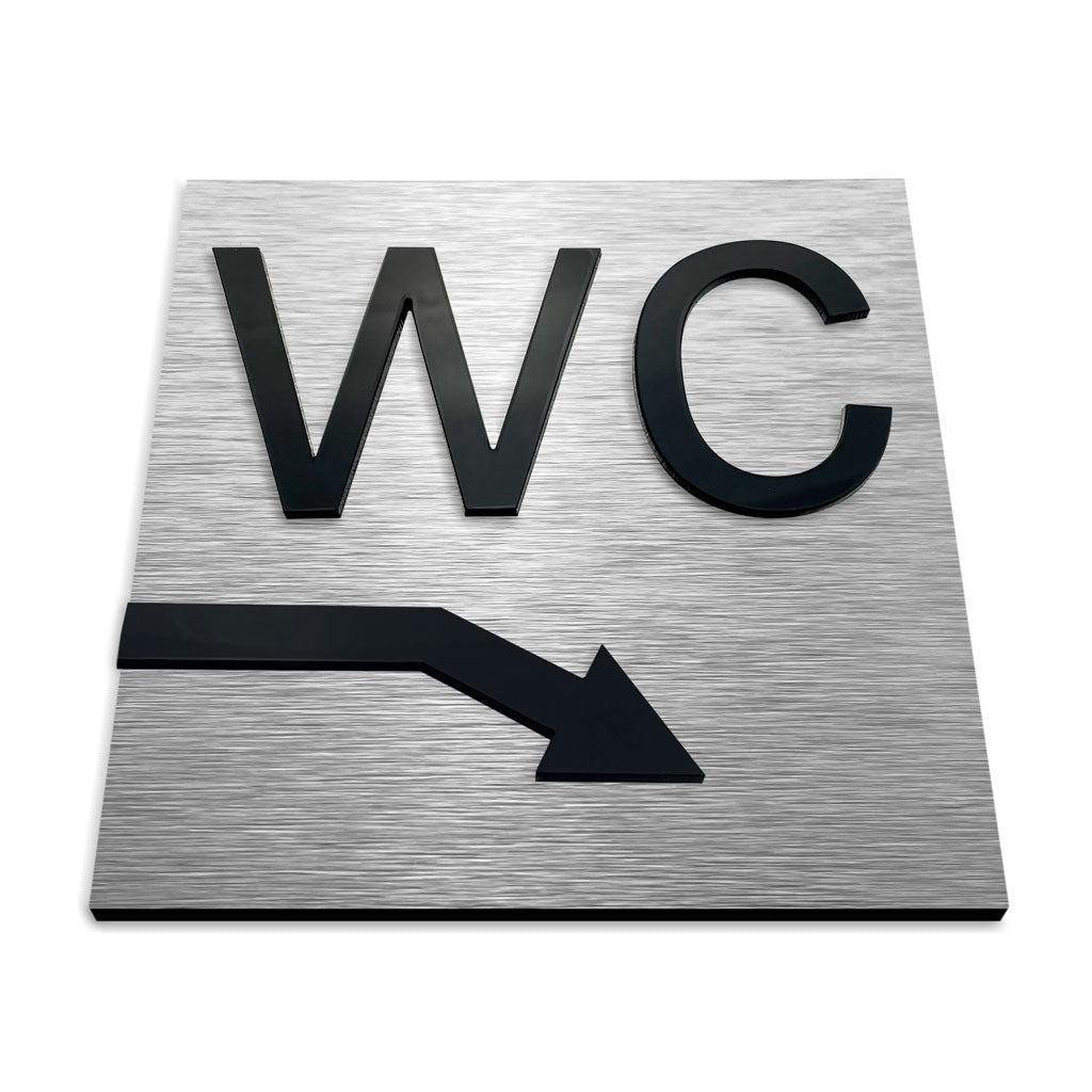 WC DOWN RIGHT SIGN - ALUMADESIGNCO Door Signs - Custom Door Signs For Business & Office