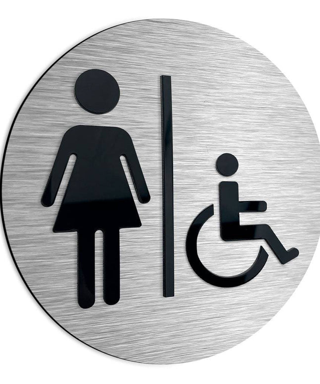 WOMEN & WHEELCHAIR BATHROOM SIGN - ALUMADESIGNCO Door Signs - Custom Door Signs For Business & Office