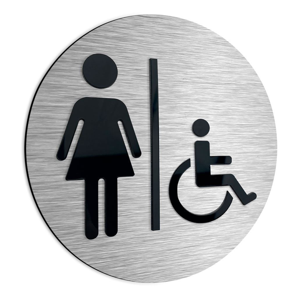 WOMEN & WHEELCHAIR BATHROOM SIGN - ALUMADESIGNCO Door Signs - Custom Door Signs For Business & Office