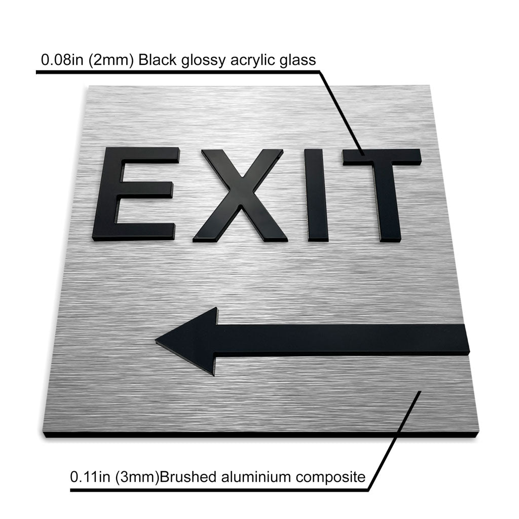 EXIT LEFT ONLY SIGN - ALUMADESIGNCO Door Signs - Custom Door Signs For Business & Office