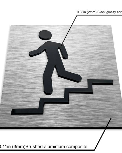 STAIRWELL SIGNS "DOWN LEFT" - ALUMADESIGNCO Door Signs - Custom Door Signs For Business & Office