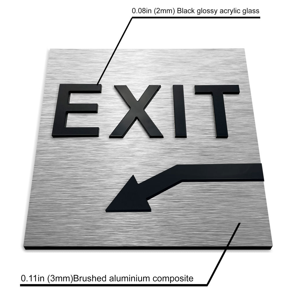 EXIT DOWN LEFT ONLY SIGN - ALUMADESIGNCO Door Signs - Custom Door Signs For Business & Office