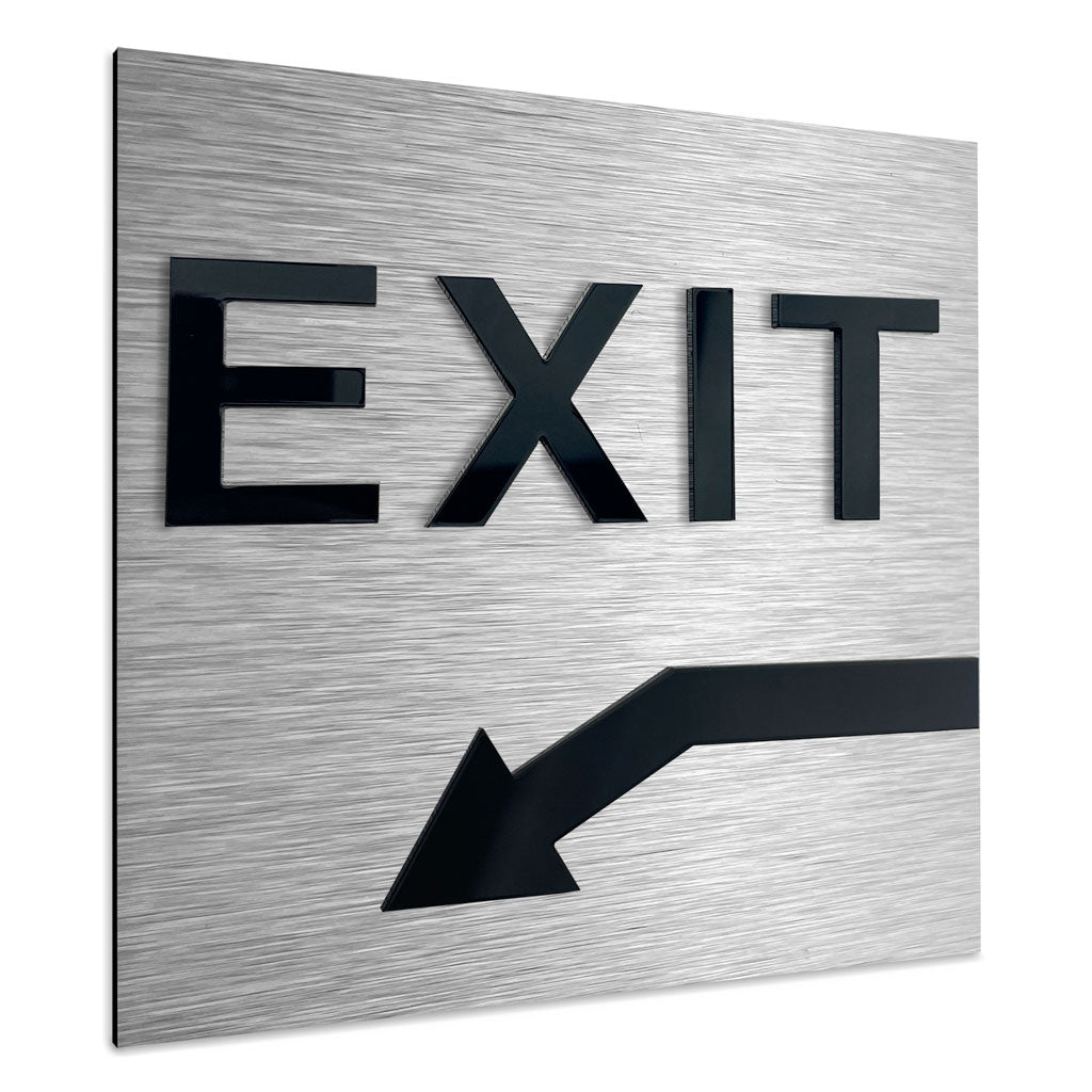 EXIT DOWN LEFT ONLY SIGN - ALUMADESIGNCO Door Signs - Custom Door Signs For Business & Office