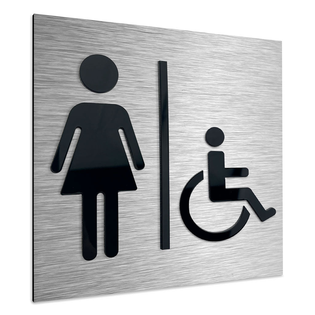 WOMENS & DISABLED RESTROOM SIGN - ALUMADESIGNCO Door Signs - Custom Door Signs For Business & Office