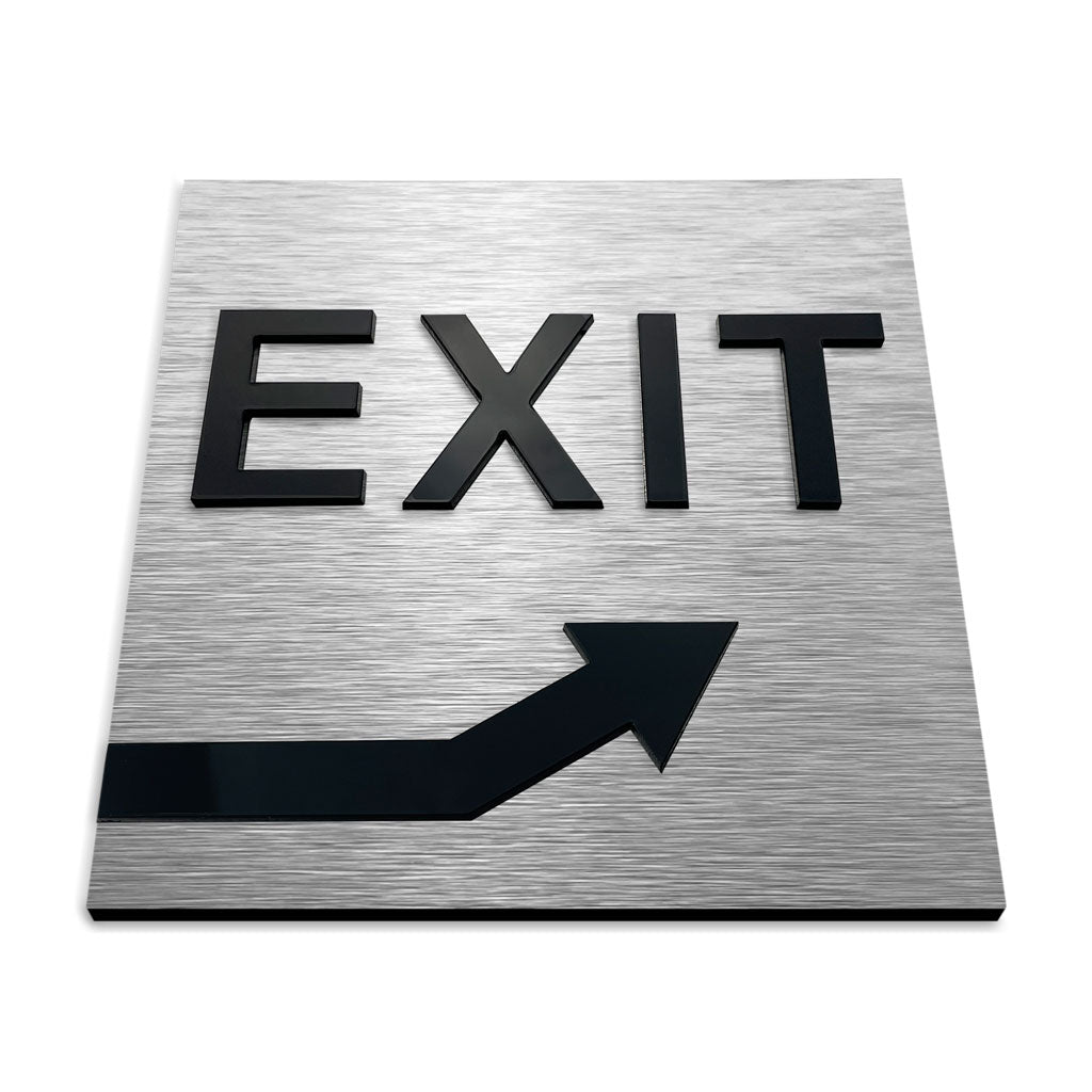 EXIT UP RIGHT ONLY SIGN - ALUMADESIGNCO Door Signs - Custom Door Signs For Business & Office