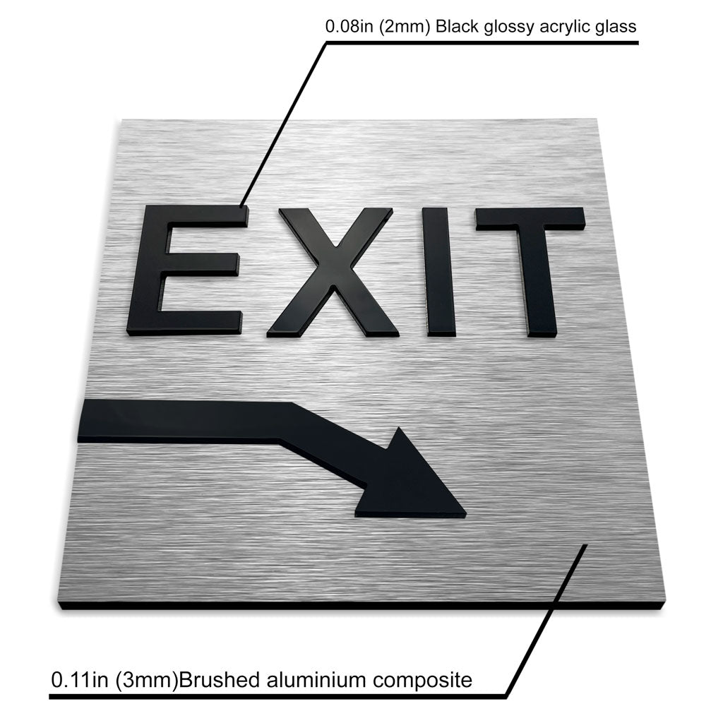 EXIT DOWN RIGHT ONLY SIGN - ALUMADESIGNCO Door Signs - Custom Door Signs For Business & Office