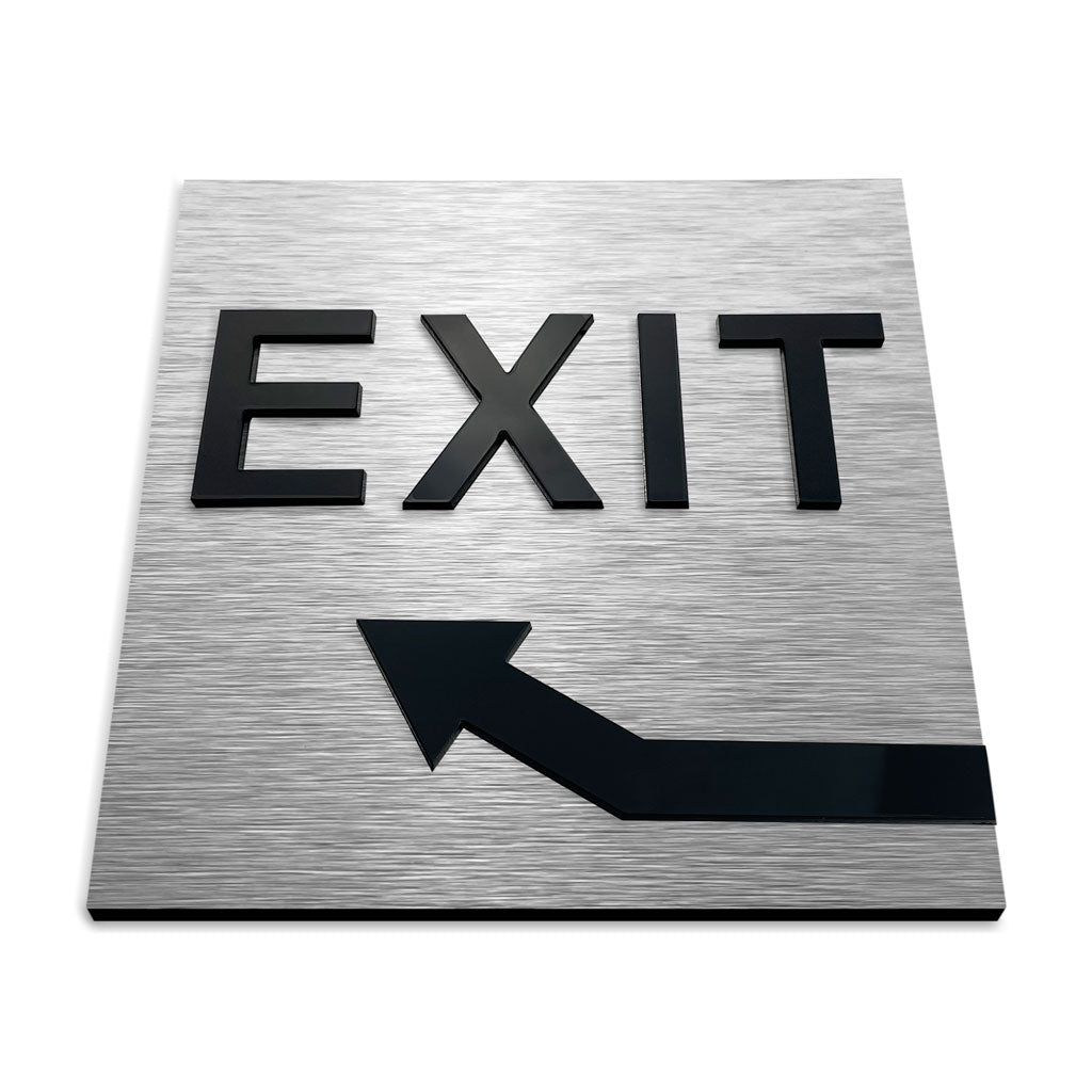 EXIT UP LEFT ONLY SIGN - ALUMADESIGNCO Door Signs - Custom Door Signs For Business & Office