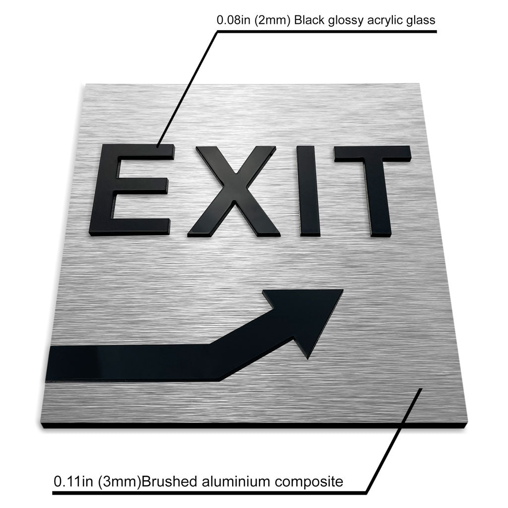 EXIT UP RIGHT ONLY SIGN - ALUMADESIGNCO Door Signs - Custom Door Signs For Business & Office